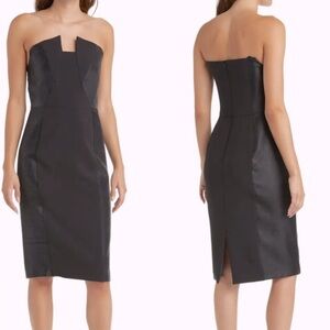 NWOT Black Halo Lena art deco panels Sheath strapless Dress black sz 4